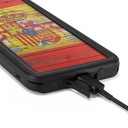 Spain Flag Dark Wood Galaxy S20 Waterproof Case